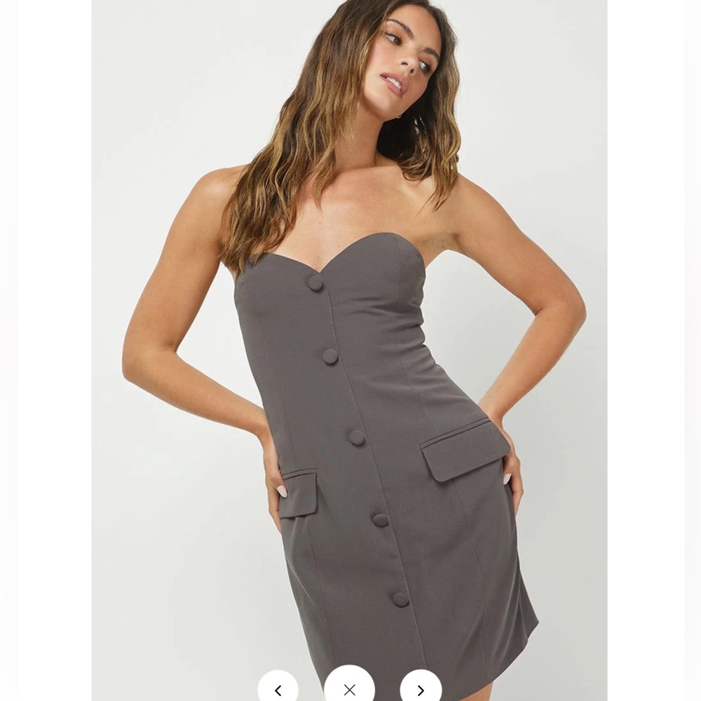 NEEDII MYA Sweetheart Dress Elegant Gray Strapless Size Large NWTS